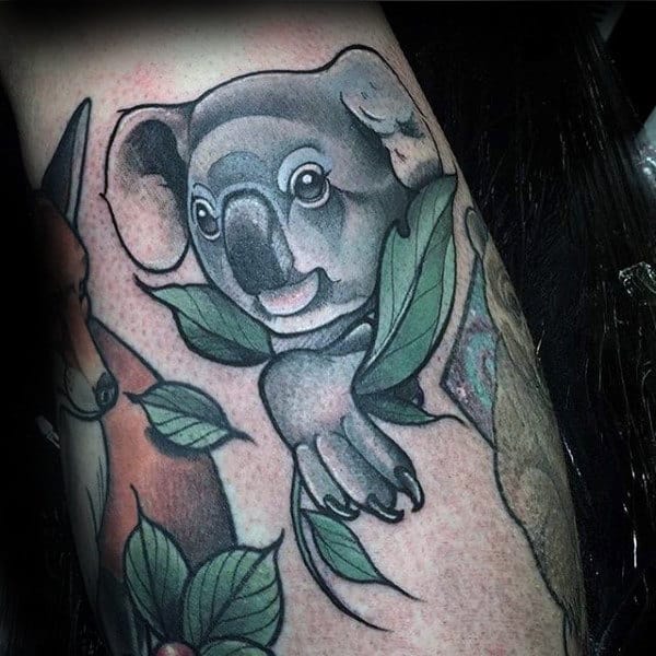 Cool Neo Traditional Male Koala Tattoo Design Ideas