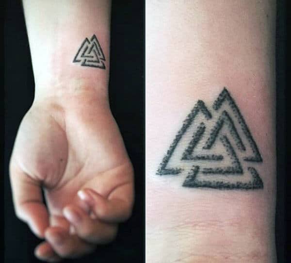Cool Norse Mythology Mens Valknut Wrist Tattoo Designs