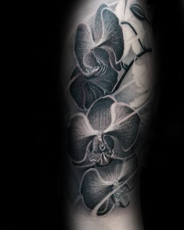 Cool Orchid Tattoo Inspiration For Guys On Forearms