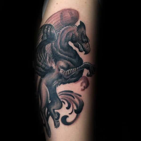 Cool Ornate Griffin Mens Forearm Tattoos