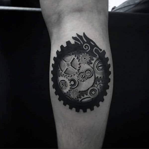 Cool Ouroboros Mens Leg Calf Gear Tattoos