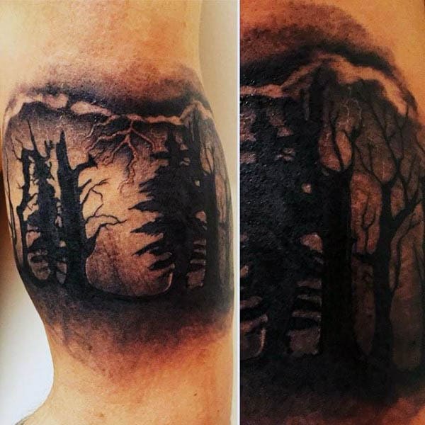 Cool Outdoors Forester Silhouette Mens Inner Arm Tattoos