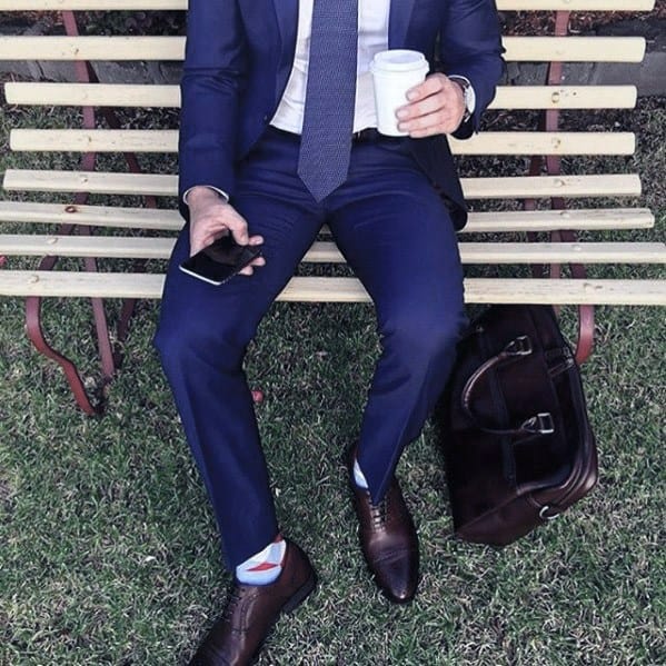 Cool Outfit Ideas For Men With Navy Blue Suit Brown Leather Dress Shoes