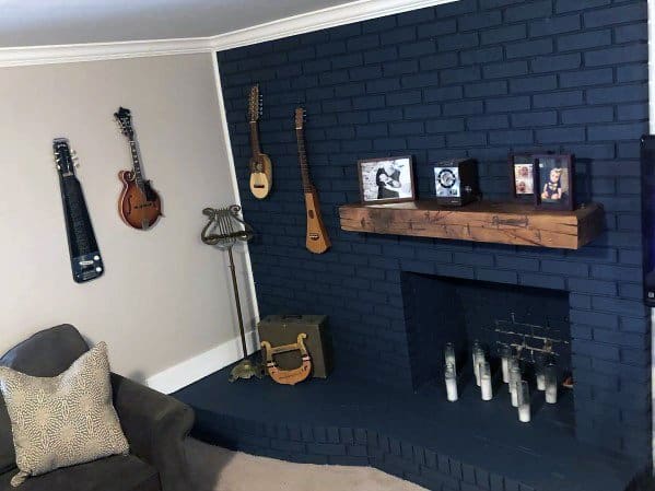 Cool Painted Fireplace Design Ideas Blue Bricks