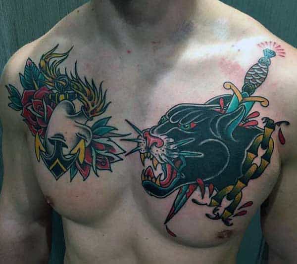 Cool Panther Tattoos Men On Chest