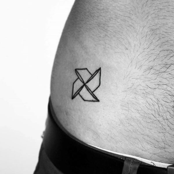 Cool Paper Origami Mens Rib Cage Side Tattoo Designs