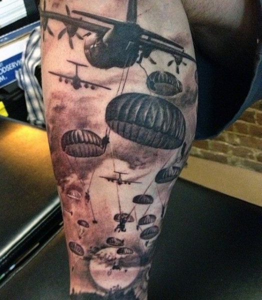 Cool Parachute War Tattoos For Men