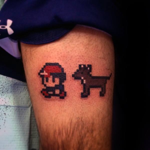 Cool Pokemon Male 8 Bit Thigh Tattoos