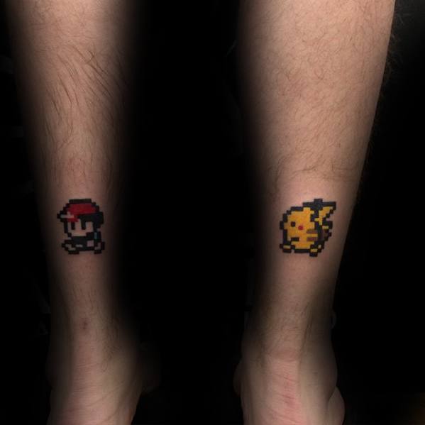 Cool Pokemon Small Guys Back Of Leg 8 Bit Tattoos