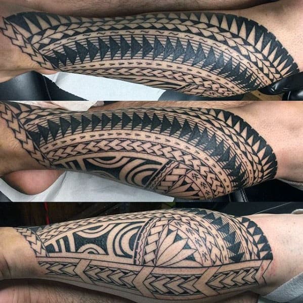 Cool Polynesian Tribal Male Leg Tatto Ideas