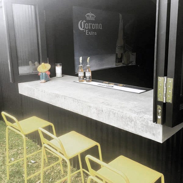 Cool Pub Shed Bar With Window And Concrete Table