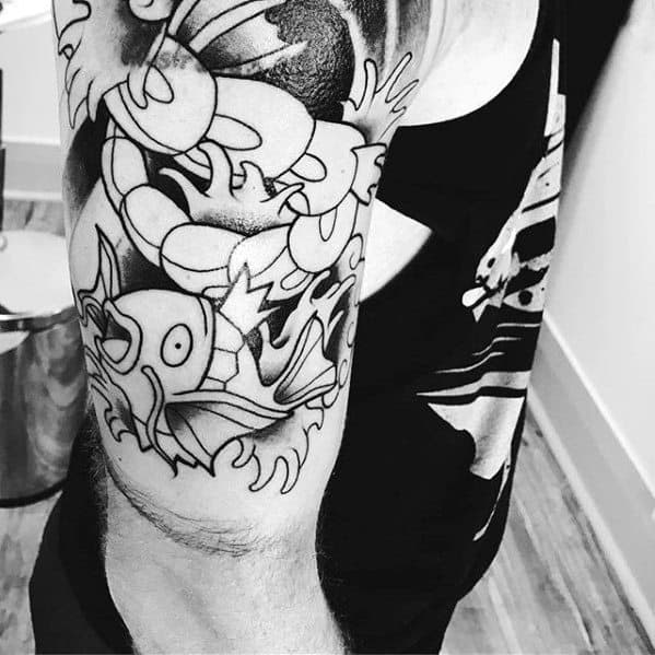 Cool Quarter Sleeve Gyarados Tattoos For Males
