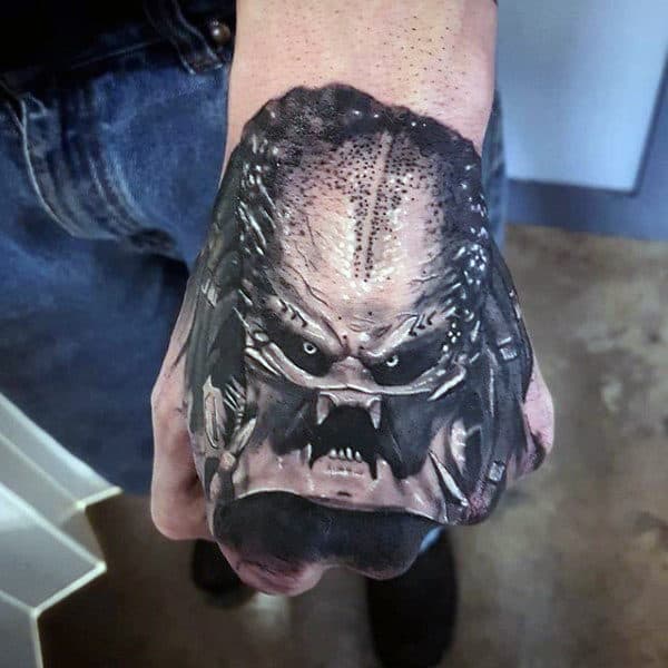 Cool Realistic Alien Vs Predator Mens 3d Hand Tattoos