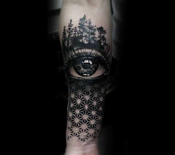 Cool Realistic Eye With Geometric Pattern Design For Men