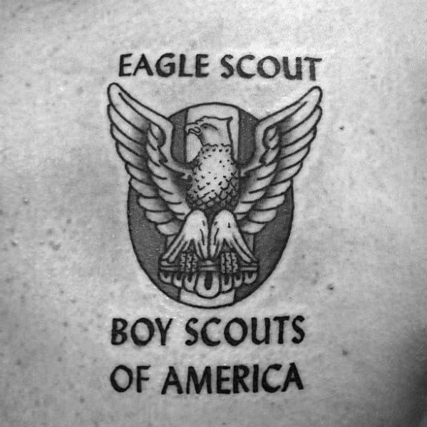 Cool Retro Guys Eagle Scout Back Tattoos