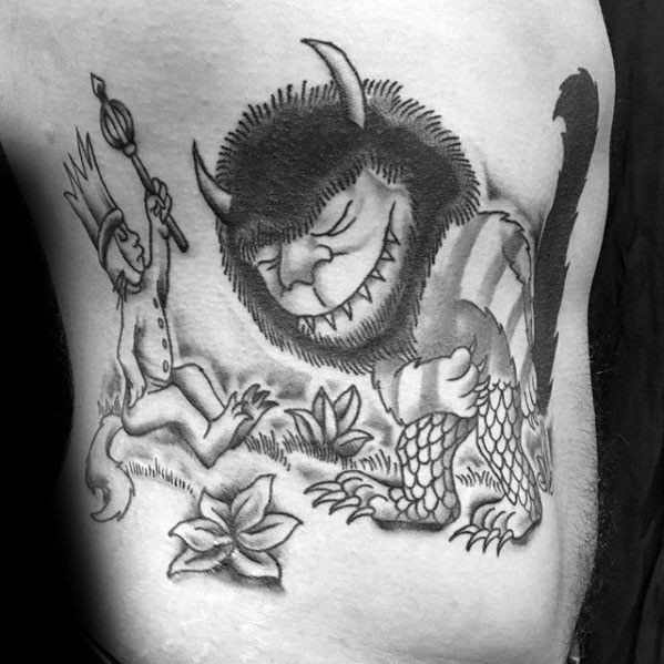 Cool Rib Cage Side Mens Where The Wild Things Are Tattoos
