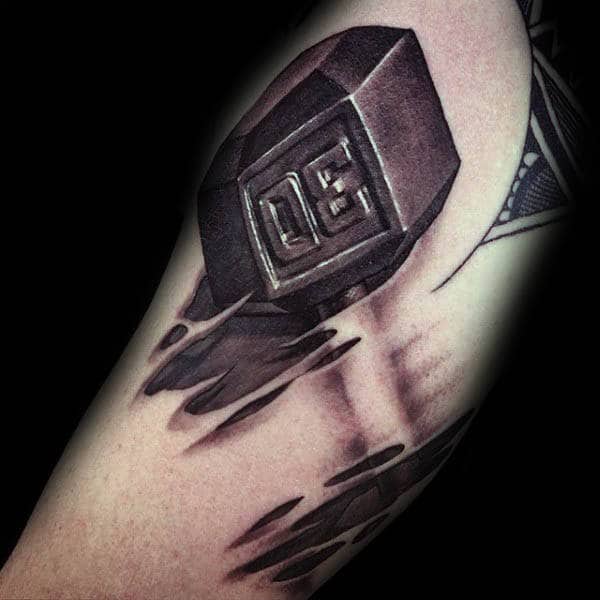 Cool Ripped Skin 30 Pound Dumbbell Fitness Male Tattoos