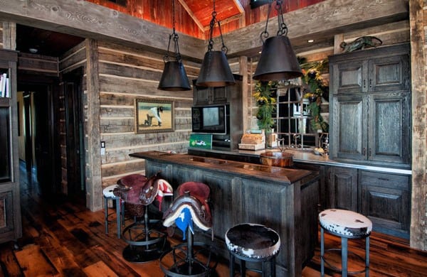 Cool Rustic Home Basement Bar Ideas