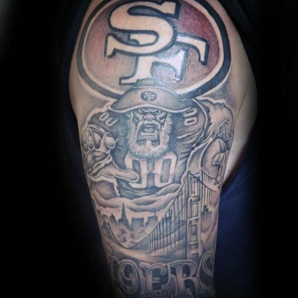 Cool San Francisco 49ers Themed Mens Half Sleeve Tattoos
