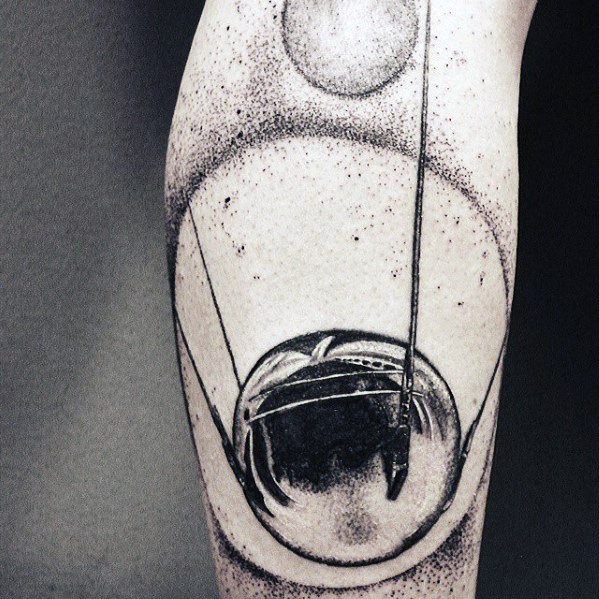Cool Satellite Tattoo Design Ideas For Male On Leg