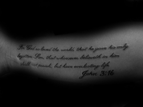 Cool Script John 316 Mens Bible Quote Tattoo Design Ideas
