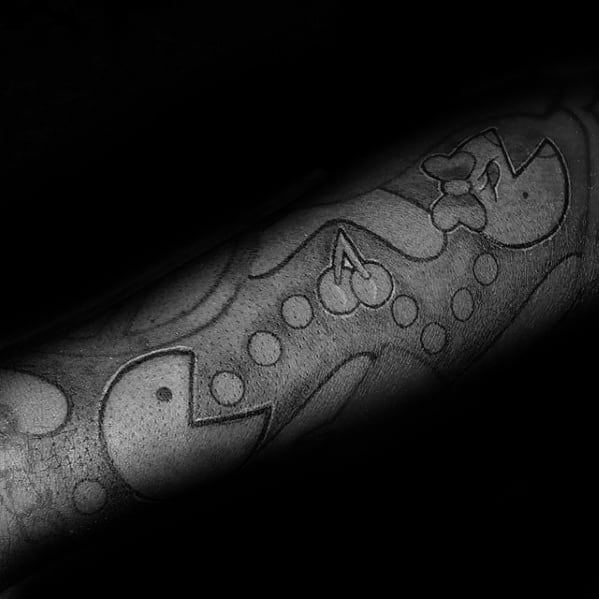 Cool Shaded Pacman Themed Mens Full Sleeve Tattoos