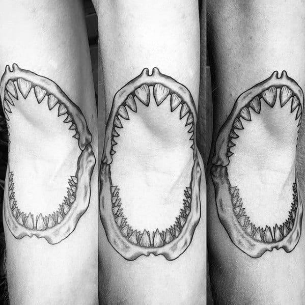 Cool Shark Jaw Male Inner Elbow Tattoo Inspiration