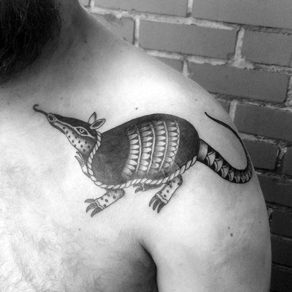 Cool Shoulder Armadillo Tattoo Design Ideas For Male