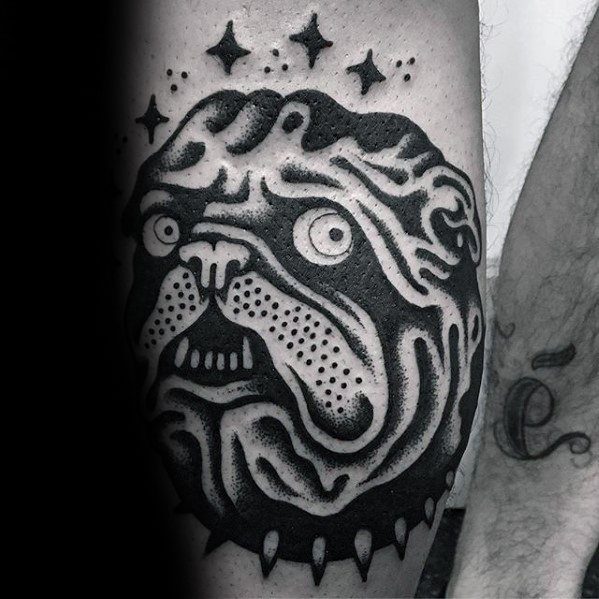 Cool Simple Bulldog Mens Forearm Traditional Tattoos