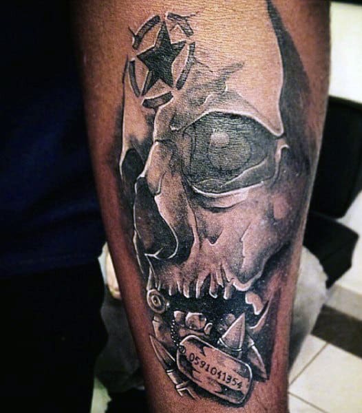 Cool Skull Military Tattoos For Men