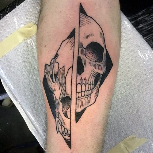 Cool Skulls Mens Wolf Inner Forearm Tattoo