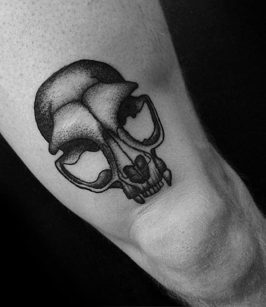 Cool Small Animal Skull Male Thigh Tattoo