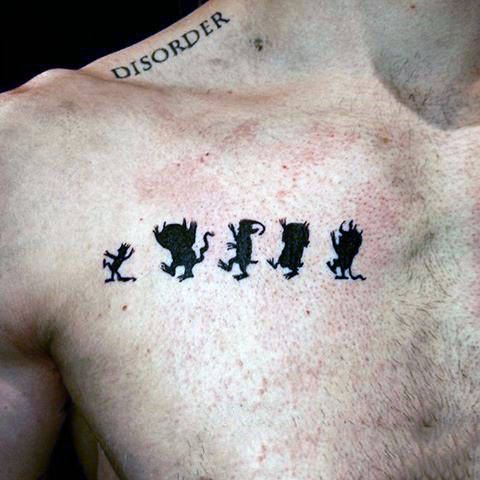 Cool Small Monsters Where The Wild Things Are Mens Upper Chest Tattoo