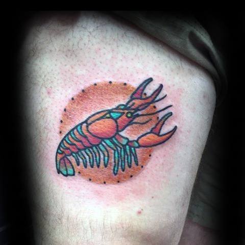 Cool Small Thigh Crawfish Tattoo Design Ideas For Male