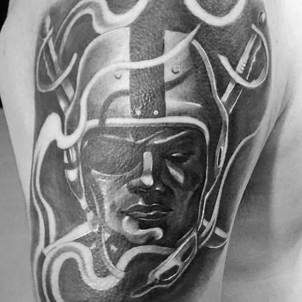 Cool Smoking Oakland Raiders Mens Shaded Quarter Sleeve Tattoo