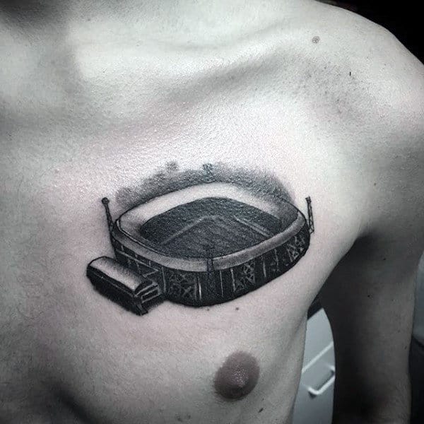 Cool Soccer Stadium Mens Upper Chest Tattoo