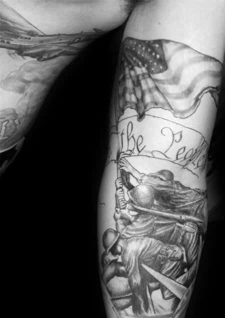 Cool Solider Military Tribute We The People Mens Arm Tattoo