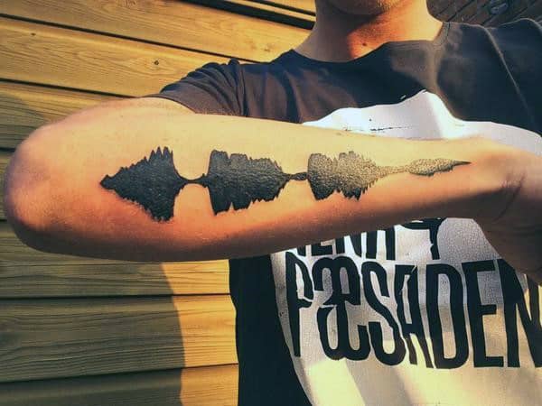 Cool Soundwave Tattoo For Men On Forearm