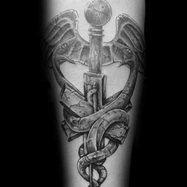 Cool Star Of Life Shaded Mens Stone 3d Forearm Tattoos