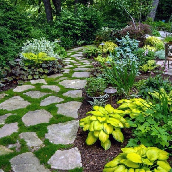 Cool Stone Walkway Traditional Backyard Garden Lanscaping