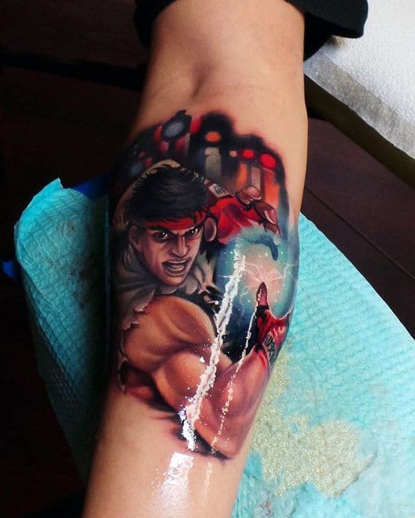 Cool Street Fighter Inner Forearm Tattoo Ideas For Guys