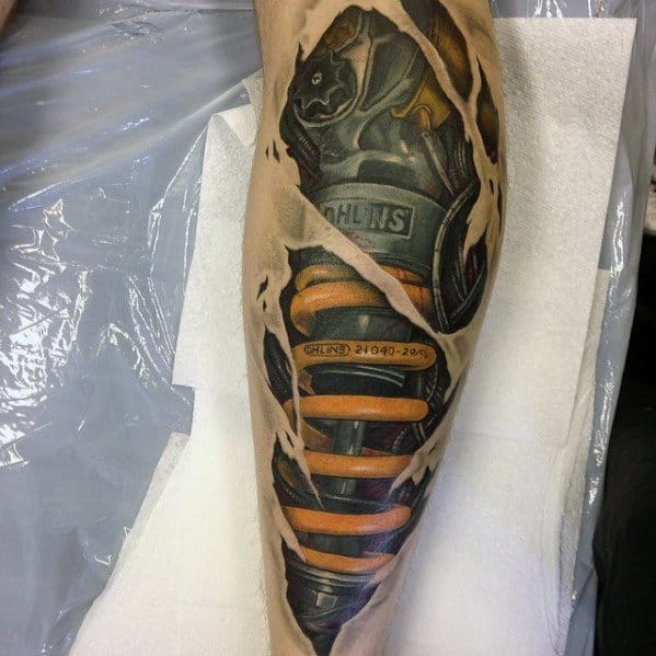 Cool Suspension Tattoo Leg 3d Design Ideas For Male