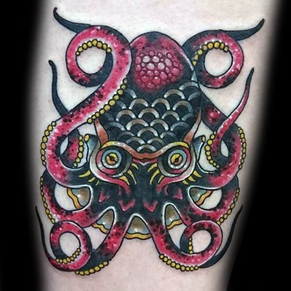 Cool Traditional Octopus Tattoo On Man