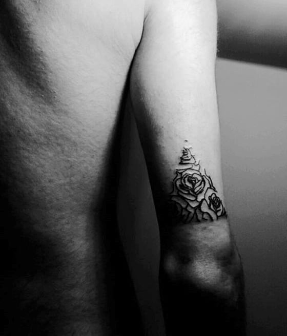 Cool Triangle Rose Flower Mens Back Of Arm Tattoo