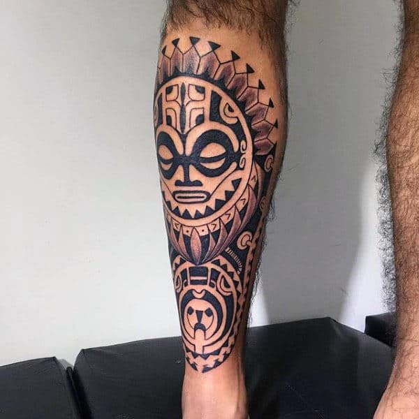 Cool Tribal Hawaiian Tattoo Ideas For Mens Shin And Legs