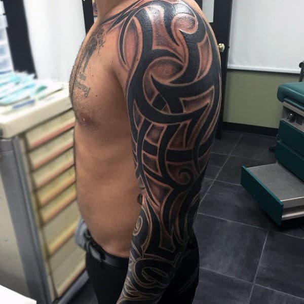 Cool Tribal Sleeve Tattoos On Gentleman