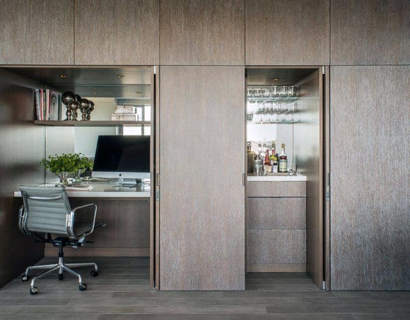 modern closet office with bar