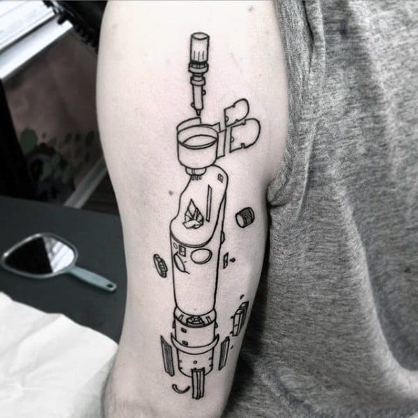 Cool Unique Lightsaber Diagram Parts Tattoo On Mans Tricep