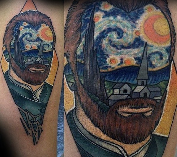 Cool Vincent Van Gogh Portrait Painting Mens Forearm Tattoo
