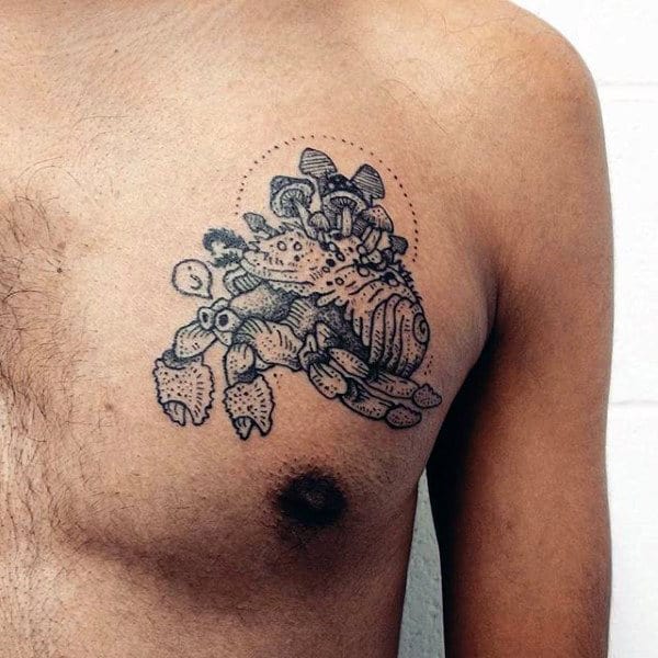 Cool Vintage Old Crab Mens Upper Chest Tattoos